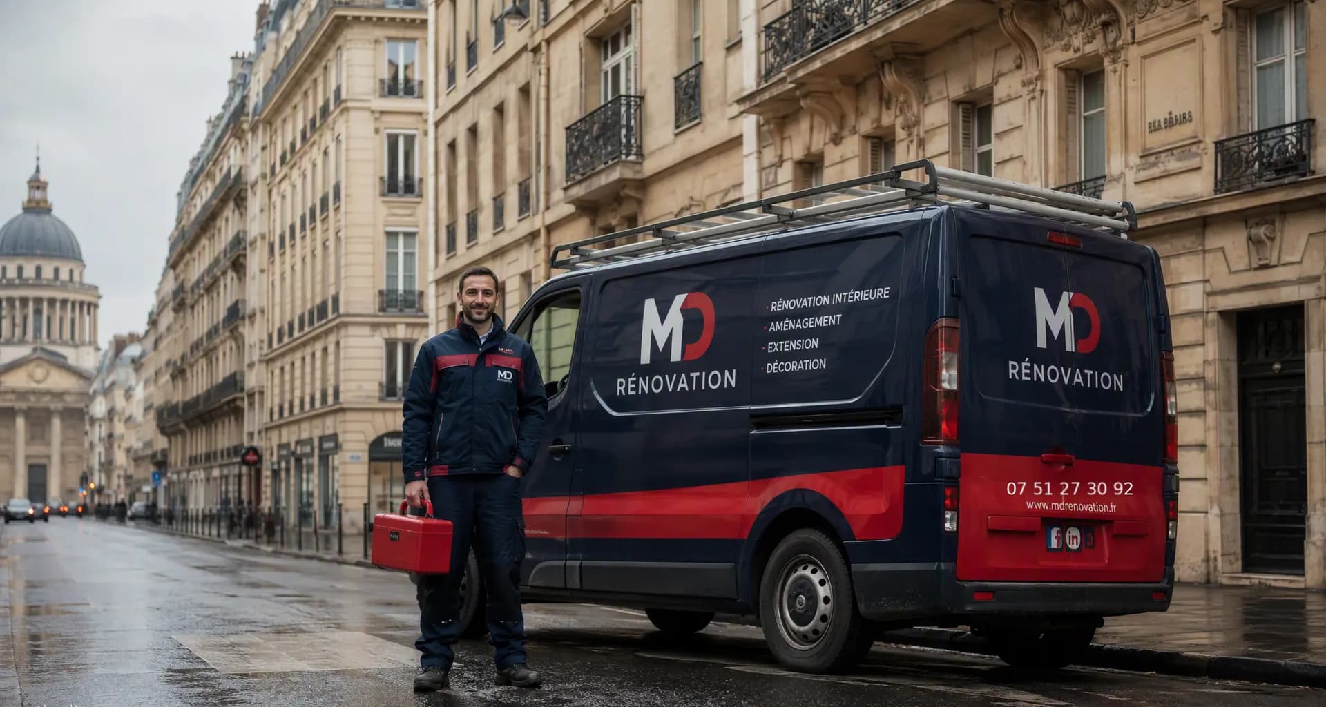 Camionnette MD Rénovation à Paris